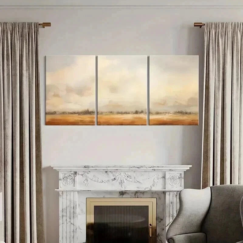 3pcs Desert Landscape Abstract Design Metal Print Ready to Hang Art - Bella Home Decor