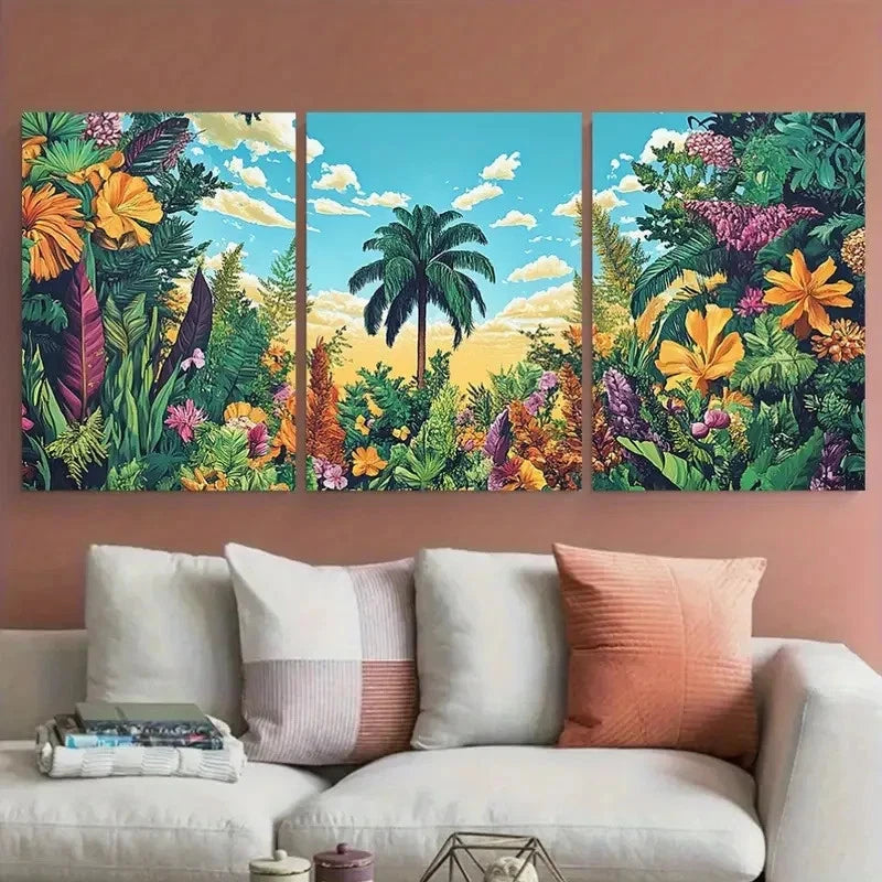 3pcs Botanical Decor Floral Art Africa Prefect Wall Art Set Canvas Framed 60x90cm - High Quality Print 100% Australian Made Wall Canvas Ready to Hang - Bella Home Decor