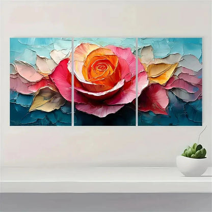 3pcs Rose Painting Abstract Flower Original  RP  Wall Art Set Canvas Framed 60x90cm - High Quality Print 100% Australian Made Wall Canvas Ready to Hang