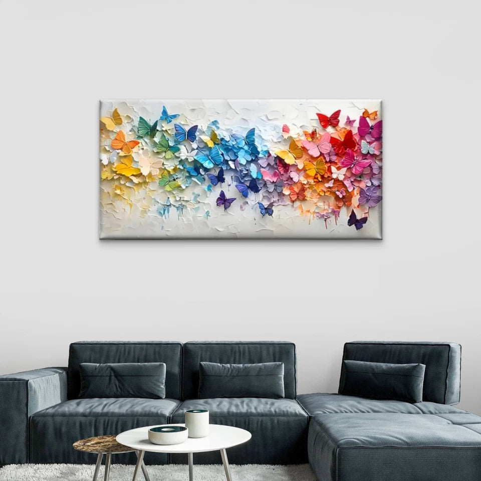 Colorful Abstract Butterfly Wall Art Canvas Office Home Room Framed 120x60cm - Bella Home Decor