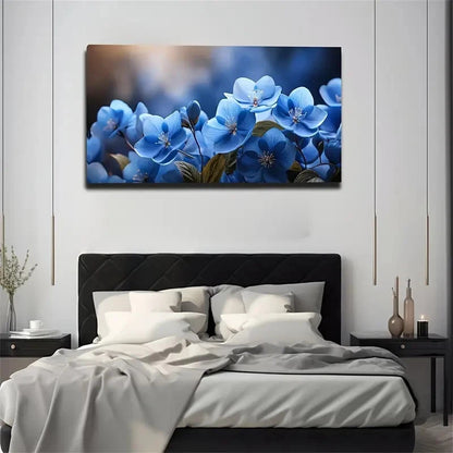 Blue Flowers Lovely Exquisite Wall Art Canvas Office Home Room Framed 120x60cm