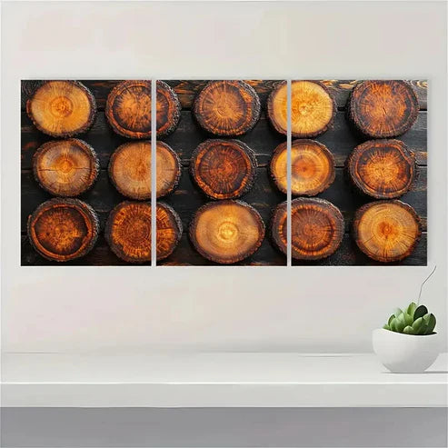 3pcs Tree Rings Animal Illustrations Wall Art Canvas Unframed – High Quality Print 100% Australian Made Wall Canvas