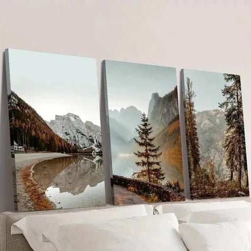 3pcs Dreamy Mountains and Trees Landscape Wall Art Set Canvas Unframed - High Quality Print 100% Australian Made Wall Canvas - Bella Home Decor