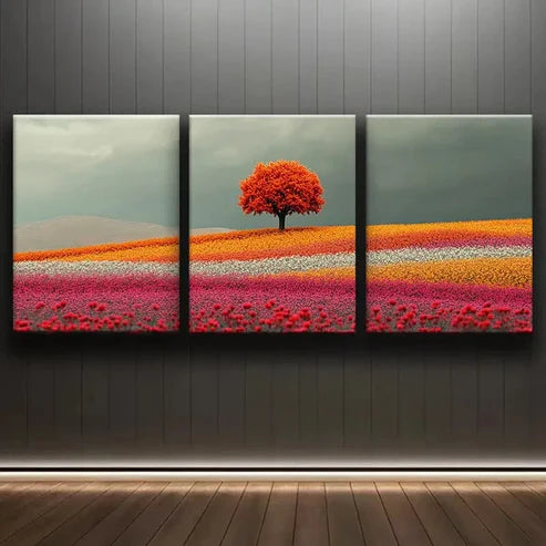 3pcs A Large Field of Roses in Rows Decoration Wall Art Set Canvas Unframed - High Quality Print 100% Australian Made Wall Canvas