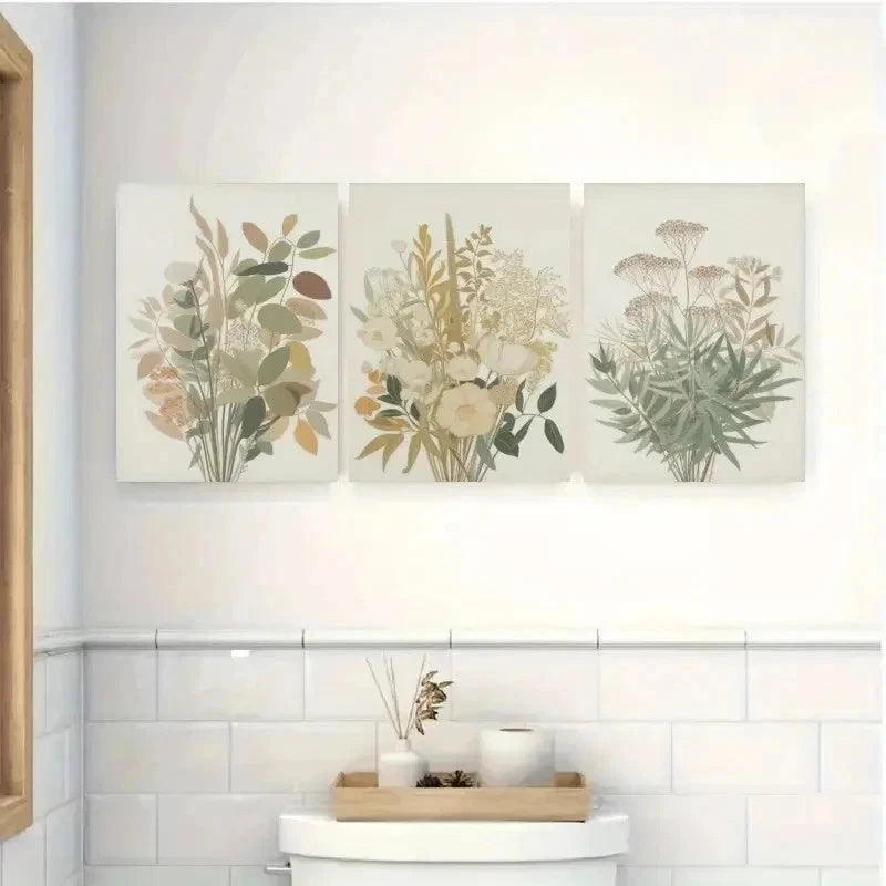 3pcs Wildflowers for Wall Decor for Bedroom wall Art Set Canvas Framed 50x70cm - High Quality Print 100% Australian Made Wall Canvas Ready to Hang - Bella Home Decor