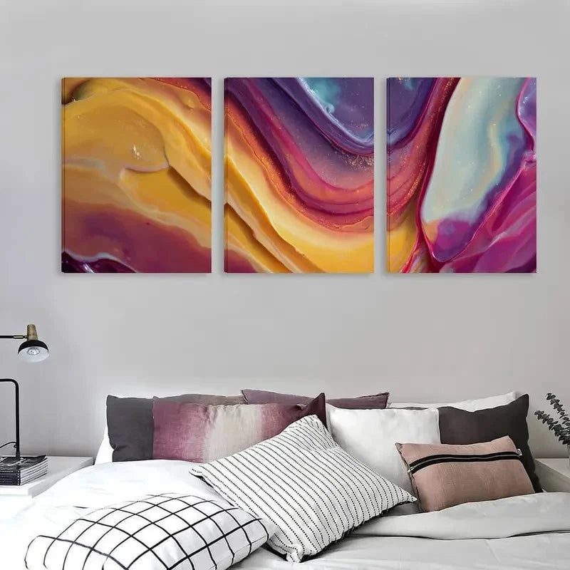 3pcs Abstract Swirling Hues Of A Dreamy Sky   Wall Art Set Canvas Framed 60x90cm - High Quality Print 100% Australian Made Wall Canvas Ready to Hang - Bella Home Decor