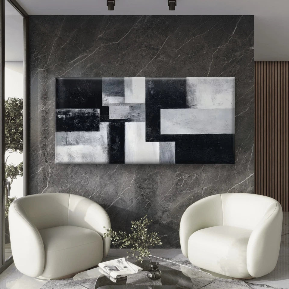 Aesthetic Abstract Geometric Wall Art Canvas Office Home Room Framed 120x60cm