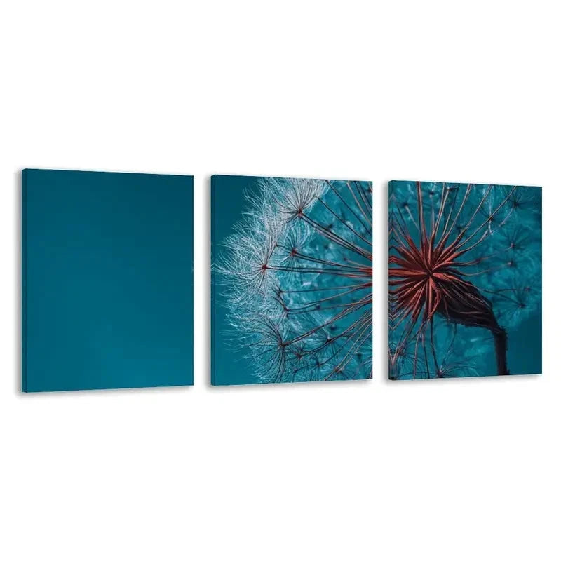 3pcs Seeds Spread Wide Against the Vibrant Blue Wall Art Set Canvas Framed 60x90cm - High Quality Print 100% Australian Made Wall Canvas Ready to Hang