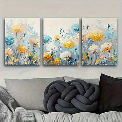 3pcs Vivid Wildflowers Wall Art Set Canvas Framed 60x90cm - High Quality Print 100% Australian Made Wall Canvas Ready to Hang - Bella Home Decor
