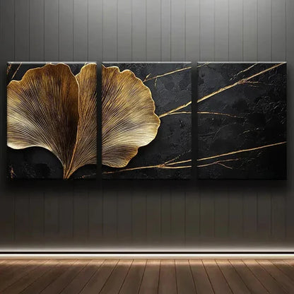 3pcs Black Tree Trunk Golden Nature Perfect  Wall Art Set Canvas Unframed - High Quality Print 100% Australian Made Wall Canvas - Bella Home Decor