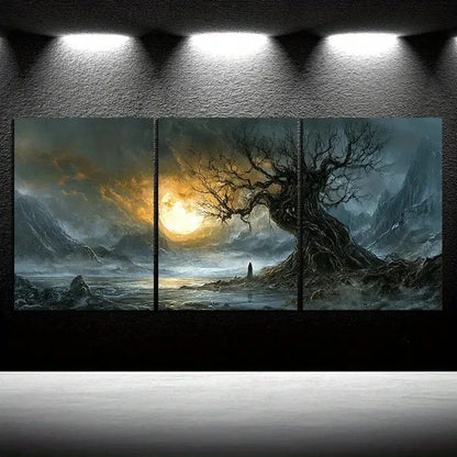 3pcs The Trees On The Island Sunset Metal Print Ready to Hang Art - Bella Home Decor