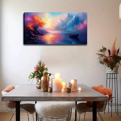 Serene Water Reflection Sunset Wall Art Canvas Office Home Room Framed 120x60cm - Bella Home Decor