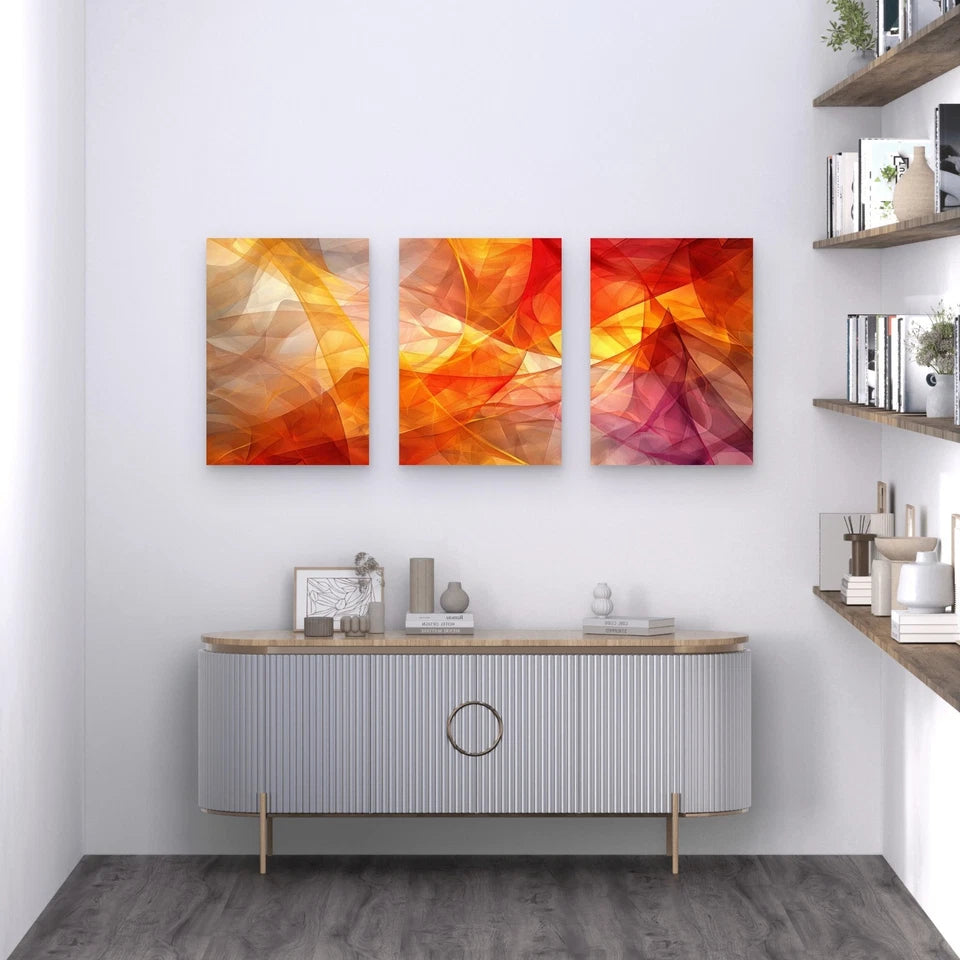 3pcs Colorful Abstract Expressionist Brushstrokes Metal Print Ready to Hang Art