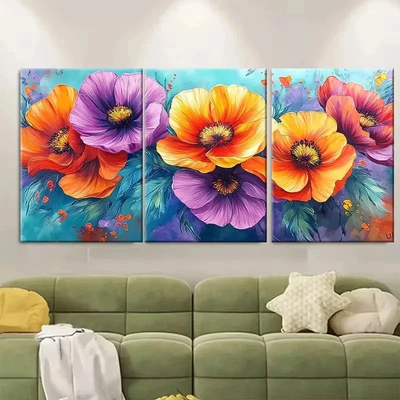 3pcs Enchanted Garden Luminous Floral Wall Art Set Canvas Framed 40x60cm - High Quality Print 100% Australian Made Wall Canvas Ready to Hang - Bella Home Decor