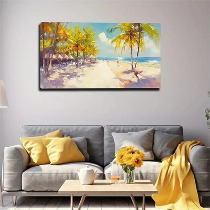 Beach Scene Tropical Beach Wall Art Canvas Office Home Room Framed 120x60cm
