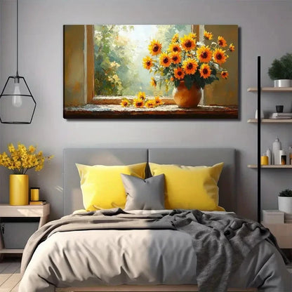 Sunflower Flowers Perfect Wall Art Canvas Office Home Room Framed 120x60cm