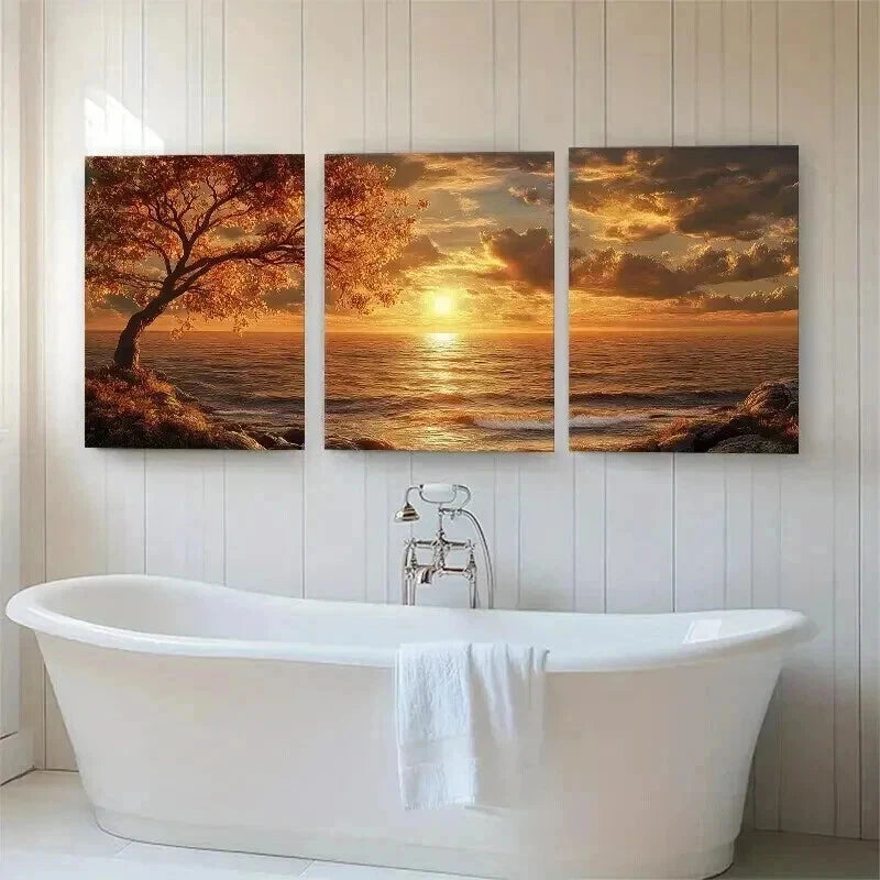 3pcs Majestic Blue Sea Sunset Women Perfect Wall Art Set Canvas Framed 60x90cm - High Quality Print 100% Australian Made Wall Canvas Ready to Hang - Bella Home Decor