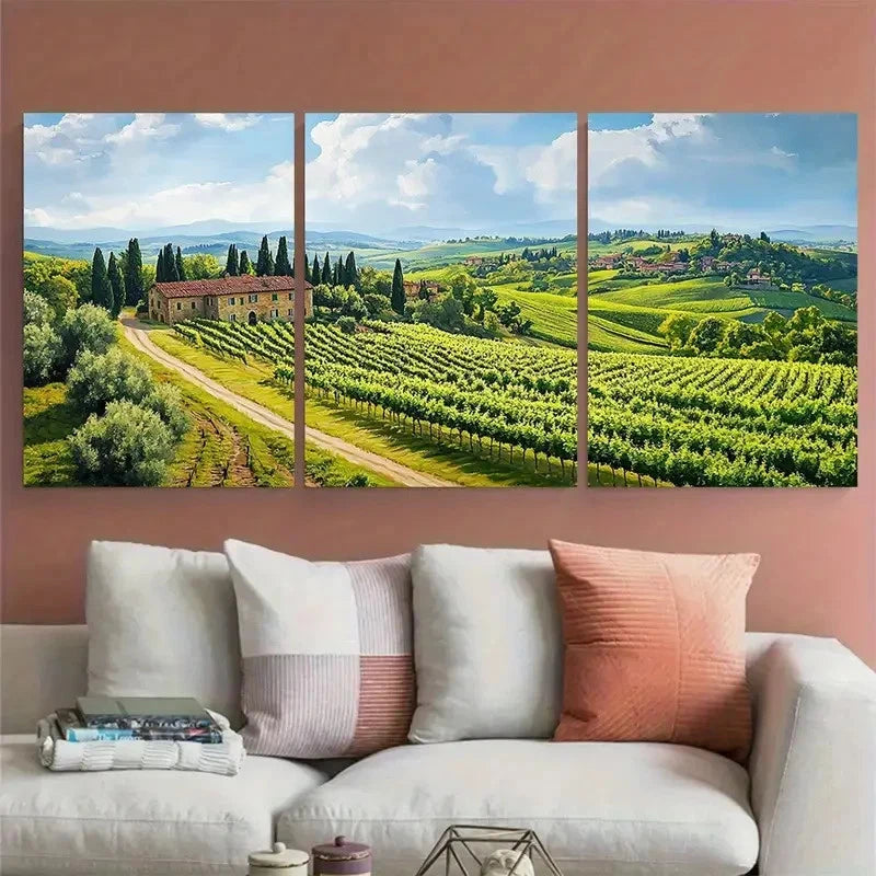 3pcs Tuscany Painting Italian Country Perfect Wall Art Set Canvas Framed 60x90cm - High Quality Print 100% Australian Made Wall Canvas Ready to Hang - Bella Home Decor