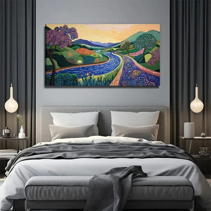 River Road Landscape Wall Art Canvas Office Home Room Framed 120x60cm