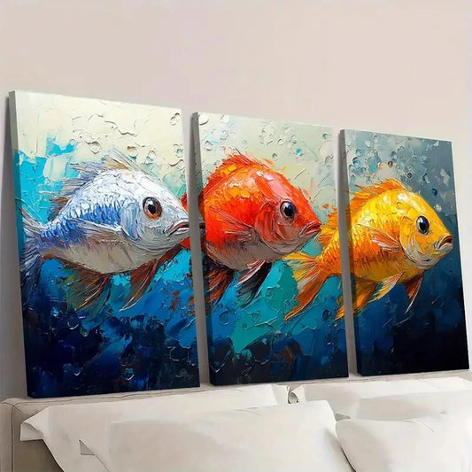 3pcs Underwater Original Art Ocean OO Wall Art Set Canvas Framed 60x90cm - High Quality Print 100% Australian Made Wall Canvas Ready to Hang