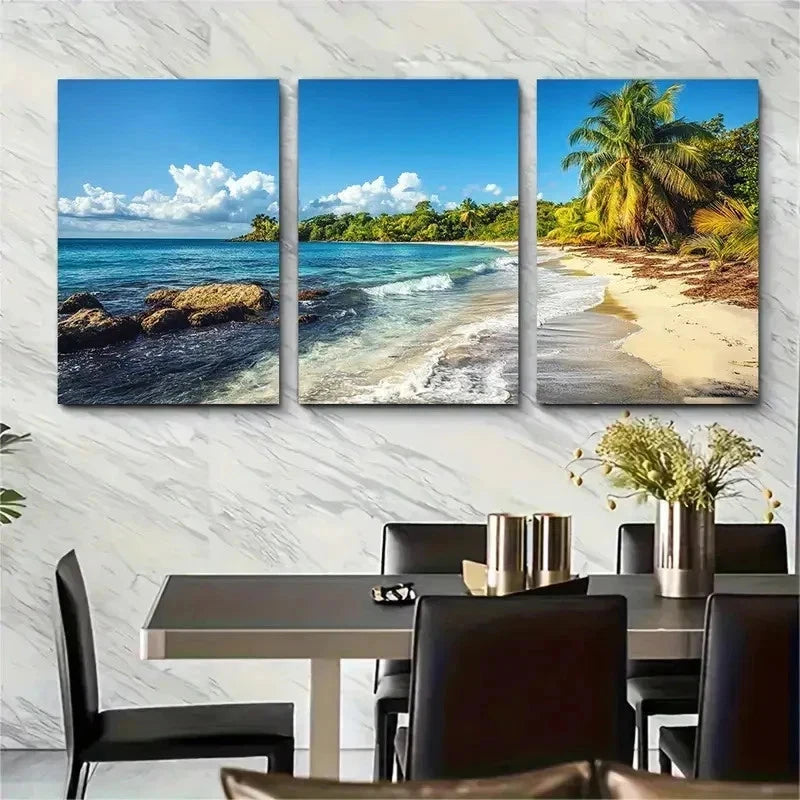 3pcs Caribbean Honduras America Perfect Wall Art Set Canvas Framed 50x70cm - High Quality Print 100% Australian Made Wall Canvas Ready to Hang - Bella Home Decor