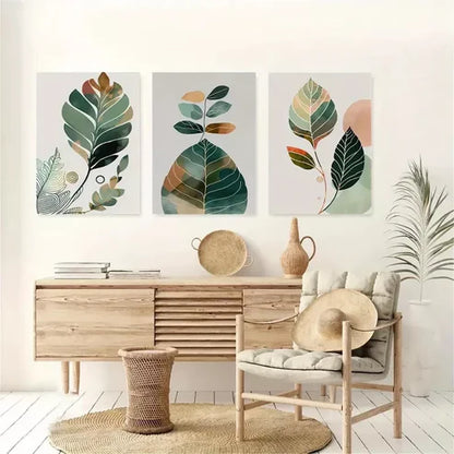 3pcs Bohemian Mid-Century Modern Style Wall Art Canvas Unframed - High Quality Print 100% Australian Made Wall Canvas - Bella Home Decor