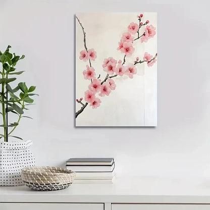 Beautiful Cherry Blossom Serene Pink Floral Design 40x60cm Metal Print Ready to Hang - Bella Home Decor