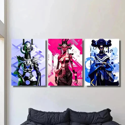 3pcs Cyberpunk Women in Traditional Costumes Wall Art Canvas Unframed – High Quality Print 100% Australian Made Wall Canvas - Bella Home Decor