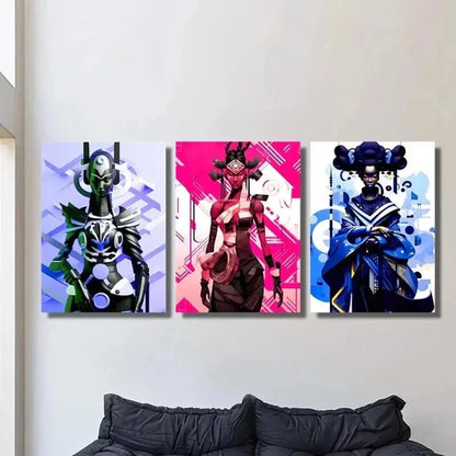 3pcs Cyberpunk Women in Traditional Costumes Wall Art Canvas Unframed – High Quality Print 100% Australian Made Wall Canvas - Bella Home Decor
