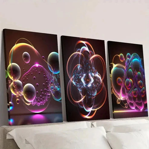 3pcs Cool Colorful Bubbles Painting Wall Art Set Canvas Unframed - High Quality Print 100% Australian Made Wall Canvas - Bella Home Decor