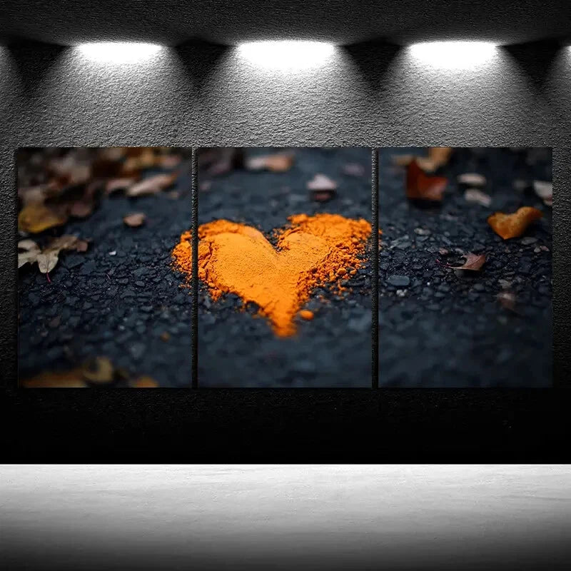 3pcs Love Made of Golden Leaves Metal Print Ready to Hang Art - Bella Home Decor