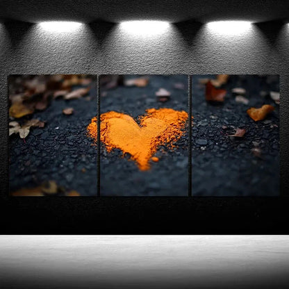 3pcs Love Made of Golden Leaves Metal Print Ready to Hang Art - Bella Home Decor