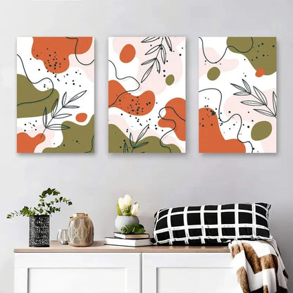 3pcs Abstract Nature Vibrant Leaf Metal Print Ready to Hang Art - Bella Home Decor