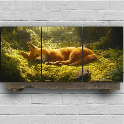3pcs Sleeping Dog in the Forest Metal Print Ready to Hang Art - Bella Home Decor