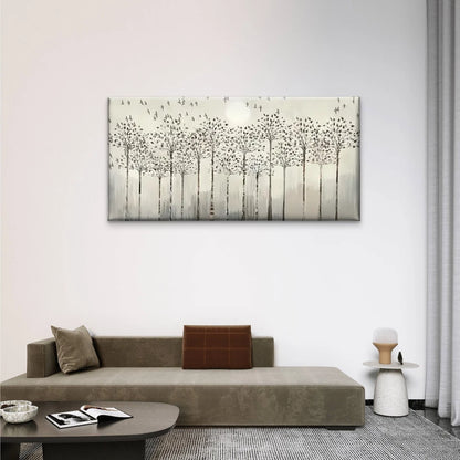 Trees Birds Forest Abstract Wall Art Canvas Office Home Room Framed 120x60cm