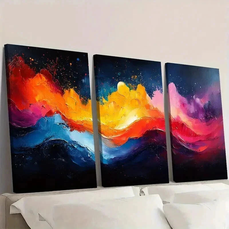 3pcs Painting Bright And Colorful Abstract Wall Art Set Canvas Framed 60x90cm - High Quality Print 100% Australian Made Wall Canvas Ready to Hang - Bella Home Decor