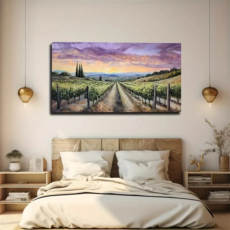 A Path Through The Vineyard Wall Art Canvas Office Home Room Framed 120x60cm