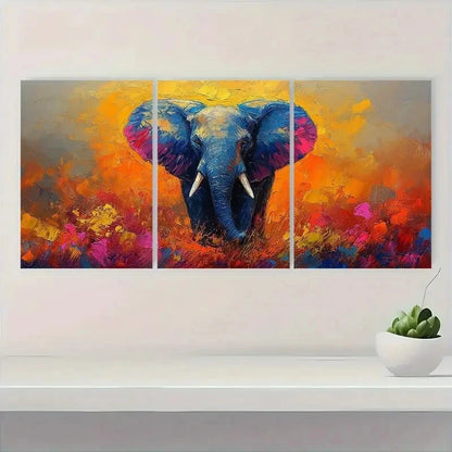 3pcs Colorful Paintings Extra Elephant FJ    Wall Art Set Canvas Framed 40x60cm - High Quality Print 100% Australian Made Wall Canvas Ready to Hang - Bella Home Decor