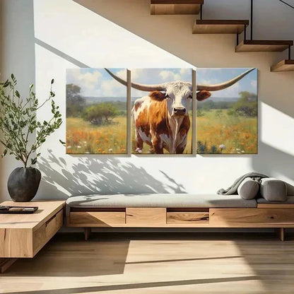 3pcs Vintage Country Animal Cow   Wall Art Set Canvas Unframed - High Quality Print 100% Australian Made Wall Canvas