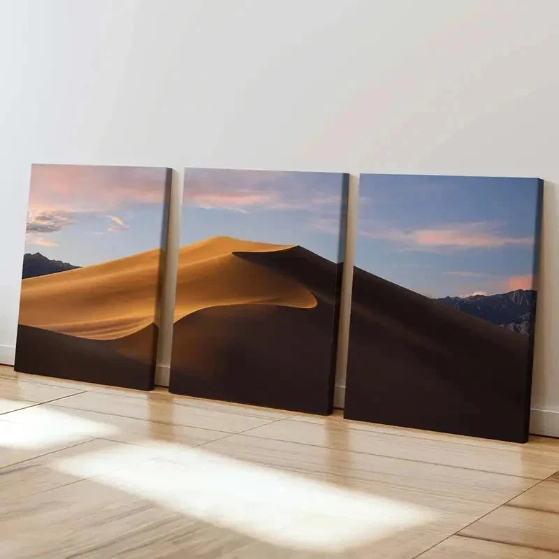 3pcs Sandy Desert Natural Landscape Wall Art Set Canvas Framed 40x60cm - High Quality Print 100% Australian Made Wall Canvas Ready to Hang
