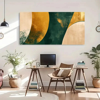 Green & Yellow Gradient Smooth Wall Art Canvas Office Home Room Framed 120x60cm - Bella Home Decor