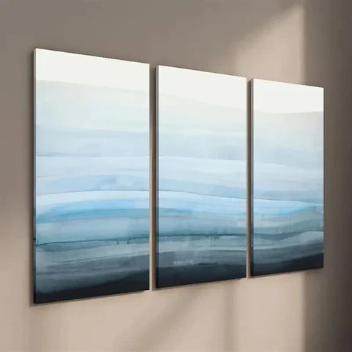3pcs Abstract Coastal Misty Landscape  Wall Art Set Canvas Unframed - High Quality Print 100% Australian Made Wall Canvas - Bella Home Decor