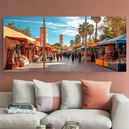 3pcs Marrakech Travel Bohemian Perfect Wall Art Set Canvas Framed 60x90cm - High Quality Print 100% Australian Made Wall Canvas Ready to Hang