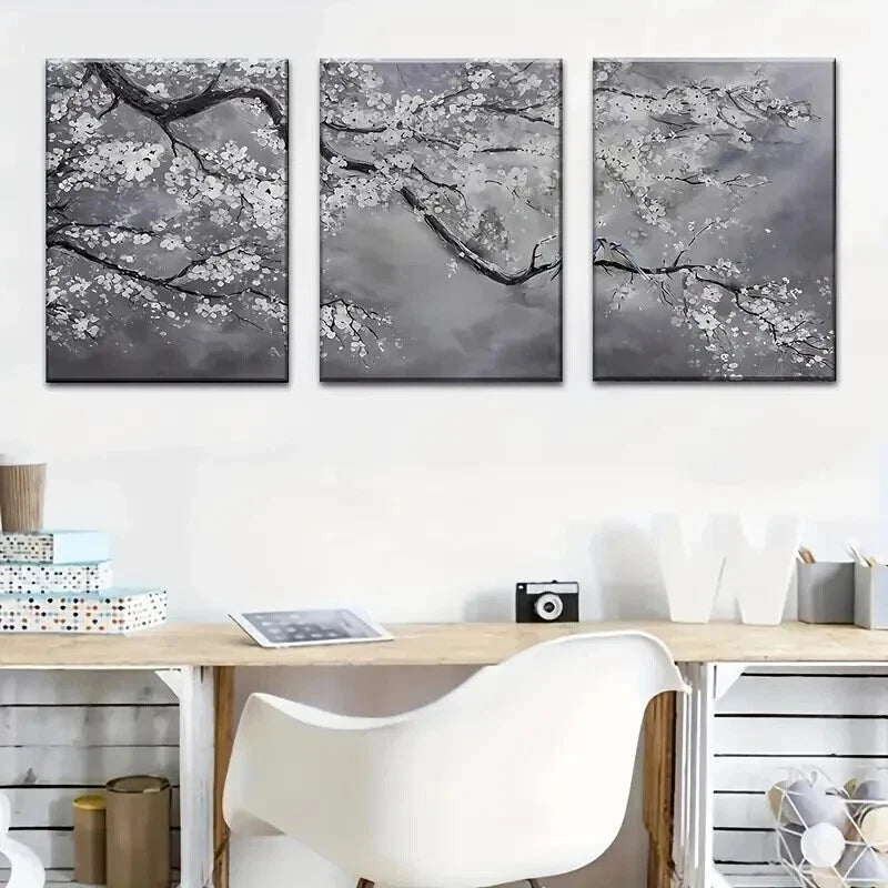 3pcs Elegant Plum Blossom Décor Perfect Wall Art Set Canvas Framed 50x70cm - High Quality Print 100% Australian Made Wall Canvas Ready to Hang - Bella Home Decor