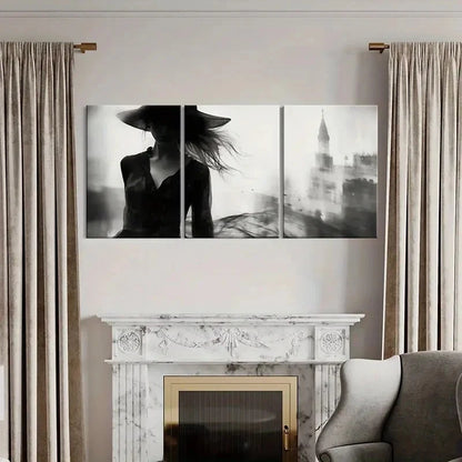 3pcs Black & White Artistic Woman Silhouette Wall Art Set Canvas Framed 60x90cm - High Quality Print 100% Australian Made Wall Canvas Ready to Hang - Bella Home Decor