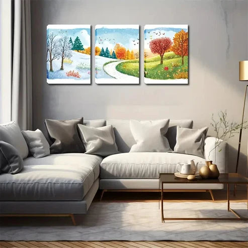 3pcs Trees Covered with Snow In A Refreshing Wall Art Canvas Unframed - High Quality Print 100% Australian Made Wall Canvas