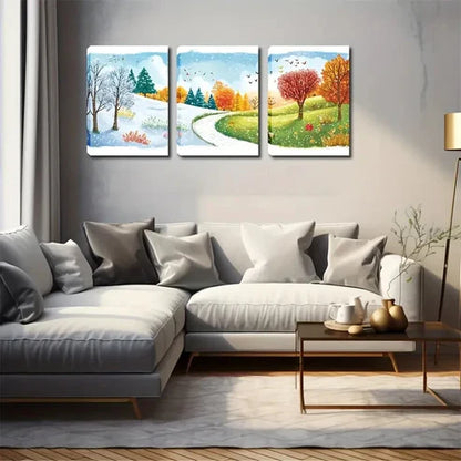 3pcs Trees Covered with Snow In A Refreshing Wall Art Canvas Unframed - High Quality Print 100% Australian Made Wall Canvas