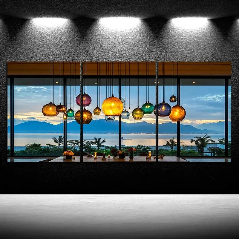 3pcs Chandelier Colourful Hanging Lamps Metal Print Ready to Hang Art - Bella Home Decor