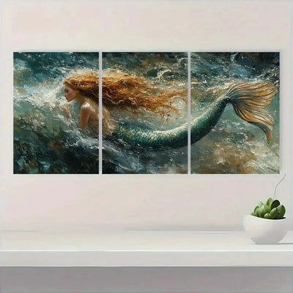3pcs Vibrant Underwater Scene with Swimming F  Wall Art Set Canvas Framed 40x60cm - High Quality Print 100% Australian Made Wall Canvas Ready to Hang