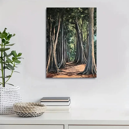 Beautiful Tree Forest Vibrant Nature Scene Painting 40x60cm Metal Print Ready to Hang